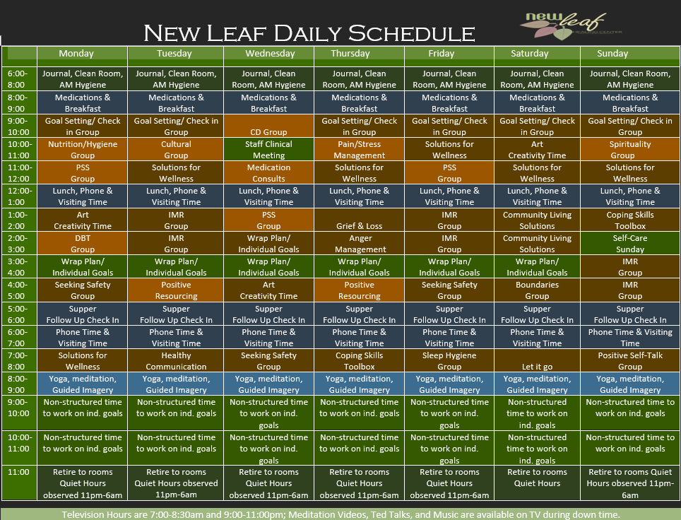 New Leaf Schedule